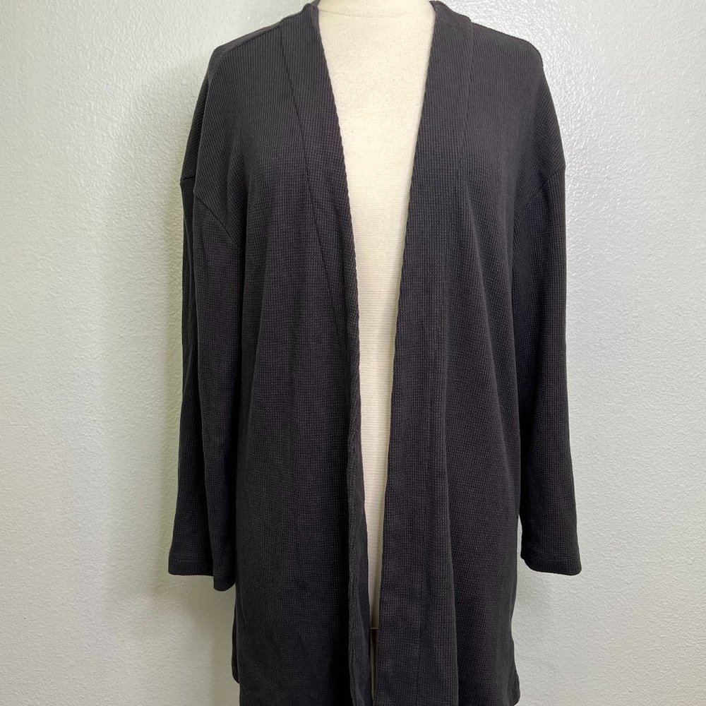ANTHRO Saturday Sunday Charcoal‎ Gray Open Front Long Cardigan Size S